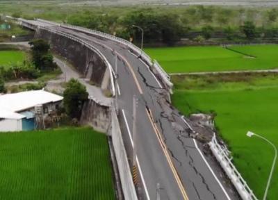 فروریختن یک پل بزرگ در زلزله تایوان